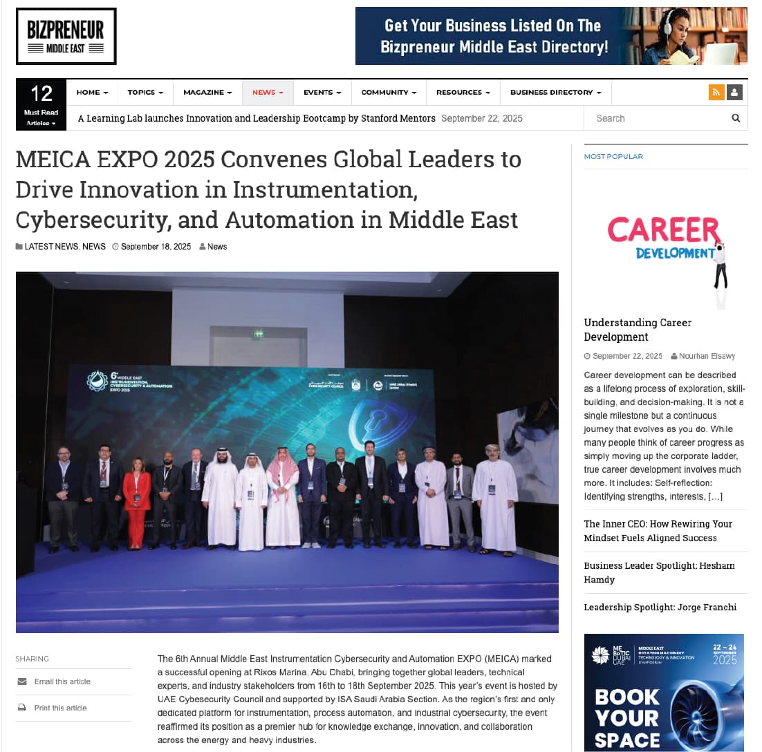 Bizpreneur Middle East coverage of MEICA Expo